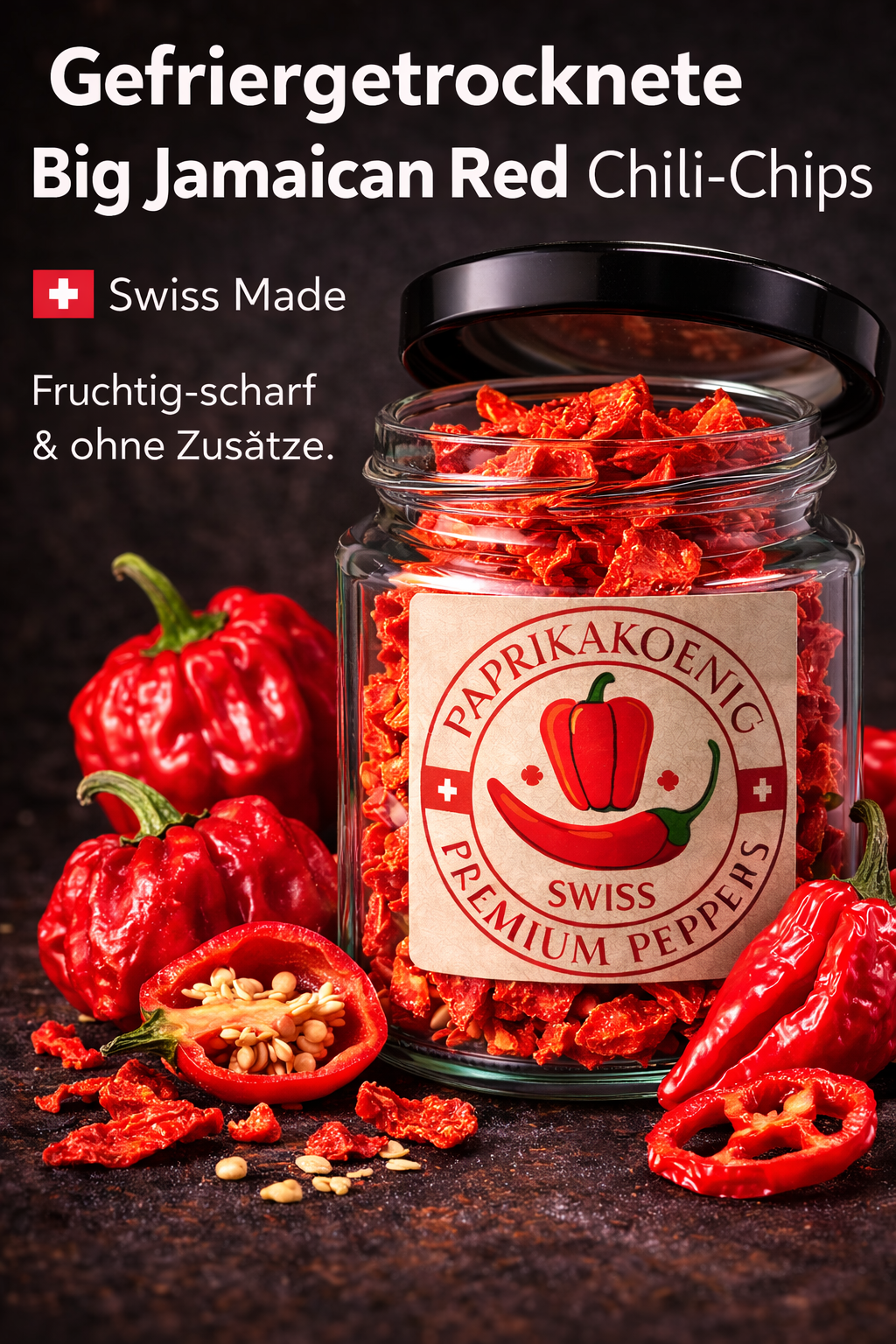 gefriergetrocknete Chili "Big Jamaican Red "Chips