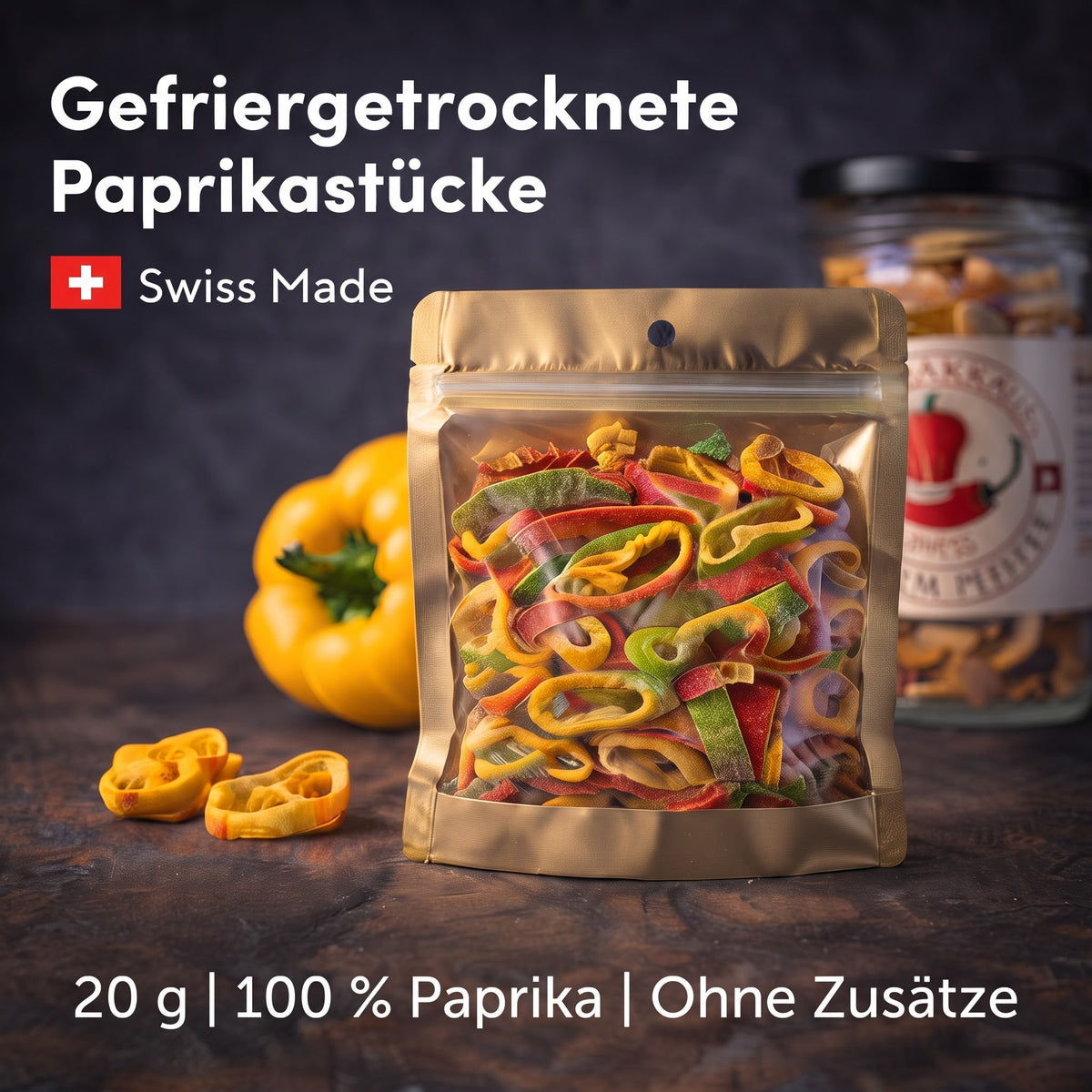 gefriergetrocknete Paprika Stücke