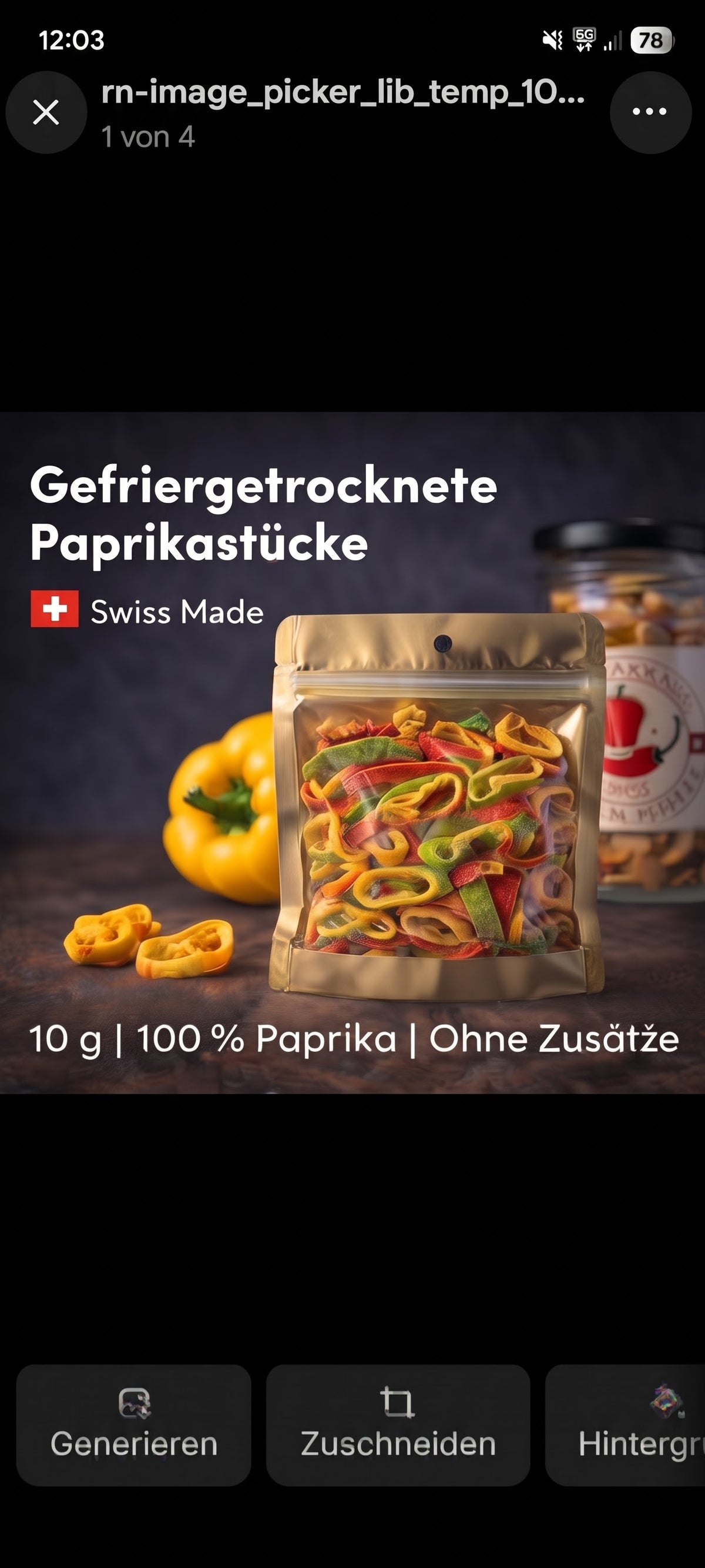 gefriergetrocknete Paprika Stücke
