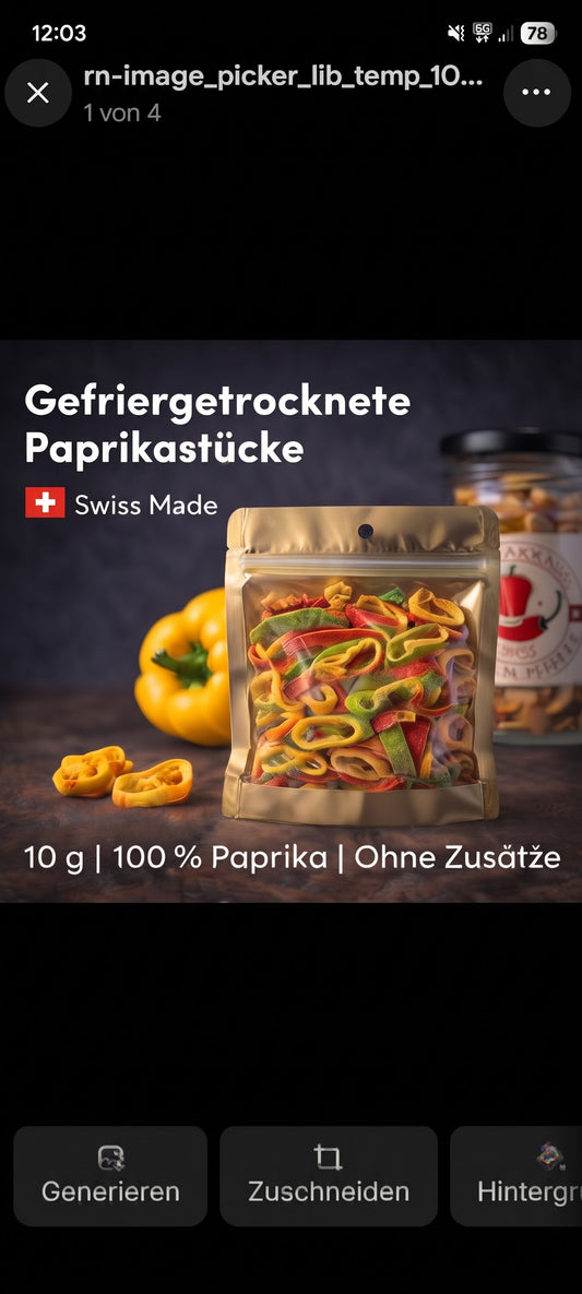 gefriergetrocknete Paprika Stücke